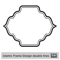 Islamic Frame Design double lines Black Stroke silhouettes Design pictogram symbol visual illustration vector