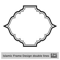 Islamic Frame Design double lines Black Stroke silhouettes Design pictogram symbol visual illustration vector