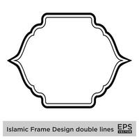 Islamic Frame Design double lines Black Stroke silhouettes Design pictogram symbol visual illustration vector