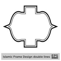 Islamic Frame Design double lines Black Stroke silhouettes Design pictogram symbol visual illustration vector