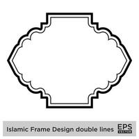 Islamic Frame Design double lines Black Stroke silhouettes Design pictogram symbol visual illustration vector