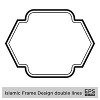 Islamic Frame Design double lines Black Stroke silhouettes Design pictogram symbol visual illustration vector