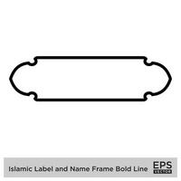 islámico etiqueta y nombre marco negrita línea contorno lineal negro carrera siluetas diseño pictograma símbolo visual ilustración vector