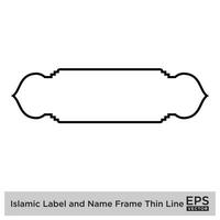 Islamic Label and Name Frame Thin Line Black stroke silhouettes Design pictogram symbol visual illustration vector