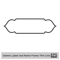 Islamic Label and Name Frame Thin Line Black stroke silhouettes Design pictogram symbol visual illustration vector