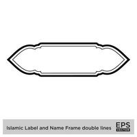 Islamic Label and Name Frame double lines Outline Linear Black Stroke silhouettes Design pictogram symbol visual illustration vector