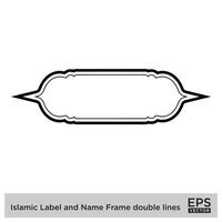 Islamic Label and Name Frame double lines Outline Linear Black Stroke silhouettes Design pictogram symbol visual illustration vector