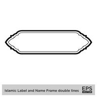 Islamic Label and Name Frame double lines Outline Linear Black Stroke silhouettes Design pictogram symbol visual illustration vector