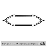 Islamic Label and Name Frame double lines Outline Linear Black Stroke silhouettes Design pictogram symbol visual illustration vector