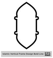 Islamic Vertical Frame Design Bold Line Outline Linear Black Stroke silhouettes Design pictogram symbol visual illustration vector