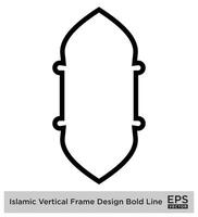 Islamic Vertical Frame Design Bold Line Outline Linear Black Stroke silhouettes Design pictogram symbol visual illustration vector