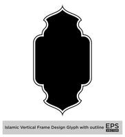 Islamic Vertical Frame Design Glyph with outline Black Filled silhouettes Design pictogram symbol visual illustration vector