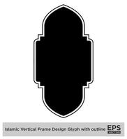 Islamic Vertical Frame Design Glyph with outline Black Filled silhouettes Design pictogram symbol visual illustration vector