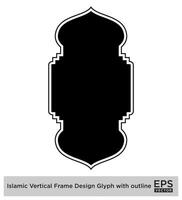 Islamic Vertical Frame Design Glyph with outline Black Filled silhouettes Design pictogram symbol visual illustration vector