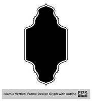 Islamic Vertical Frame Design Glyph with outline Black Filled silhouettes Design pictogram symbol visual illustration vector