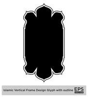 Islamic Vertical Frame Design Glyph with outline Black Filled silhouettes Design pictogram symbol visual illustration vector