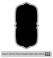 Islamic Vertical Frame Design Glyph with outline Black Filled silhouettes Design pictogram symbol visual illustration vector