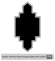 Islamic Vertical Frame Design Glyph with outline Black Filled silhouettes Design pictogram symbol visual illustration vector
