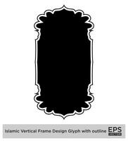 Islamic Vertical Frame Design Glyph with outline Black Filled silhouettes Design pictogram symbol visual illustration vector