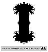 Islamic Vertical Frame Design Glyph with outline Black Filled silhouettes Design pictogram symbol visual illustration vector