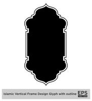 Islamic Vertical Frame Design Glyph with outline Black Filled silhouettes Design pictogram symbol visual illustration vector