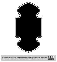 Islamic Vertical Frame Design Glyph with outline Black Filled silhouettes Design pictogram symbol visual illustration vector