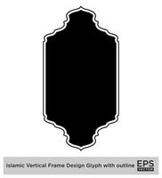 Islamic Vertical Frame Design Glyph with outline Black Filled silhouettes Design pictogram symbol visual illustration vector