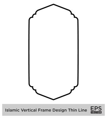 Islamic Vertical Frame Design Thin Line Black stroke silhouettes Design pictogram symbol visual illustration