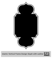 Islamic vertical Frame Design Glyph with outline Black Filled silhouettes Design pictogram symbol visual illustration vector