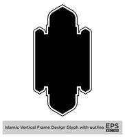 Islamic vertical Frame Design Glyph with outline Black Filled silhouettes Design pictogram symbol visual illustration vector