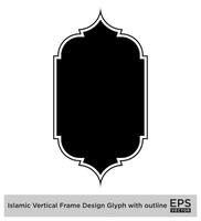 Islamic vertical Frame Design Glyph with outline Black Filled silhouettes Design pictogram symbol visual illustration vector