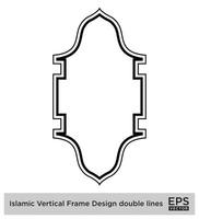 Islamic Vertical Frame Design double lines Black Stroke silhouettes Design pictogram symbol visual illustration vector