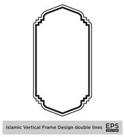 Islamic Vertical Frame Design double lines Black Stroke silhouettes Design pictogram symbol visual illustration vector