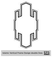 Islamic Vertical Frame Design double lines Black Stroke silhouettes Design pictogram symbol visual illustration vector