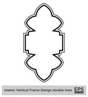 Islamic Vertical Frame Design double lines Black Stroke silhouettes Design pictogram symbol visual illustration vector