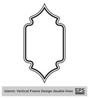 Islamic Vertical Frame Design double lines Black Stroke silhouettes Design pictogram symbol visual illustration vector