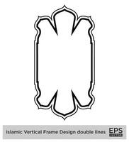 Islamic Vertical Frame Design double lines Black Stroke silhouettes Design pictogram symbol visual illustration vector