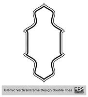 Islamic Vertical Frame Design double lines Black Stroke silhouettes Design pictogram symbol visual illustration vector