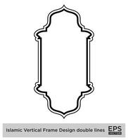 Islamic Vertical Frame Design double lines Black Stroke silhouettes Design pictogram symbol visual illustration vector