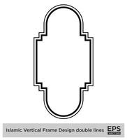 Islamic Vertical Frame Design double lines Black Stroke silhouettes Design pictogram symbol visual illustration vector