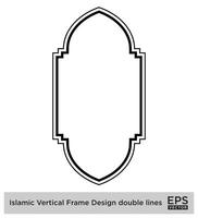 Islamic Vertical Frame Design double lines Black Stroke silhouettes Design pictogram symbol visual illustration vector