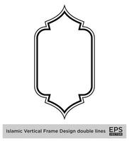 Islamic Vertical Frame Design double lines Black Stroke silhouettes Design pictogram symbol visual illustration vector