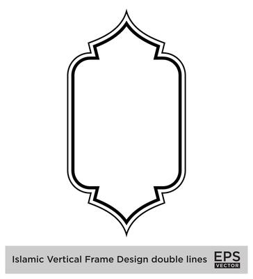 Islamic Vertical Frame Design double lines Black Stroke silhouettes Design pictogram symbol visual illustration
