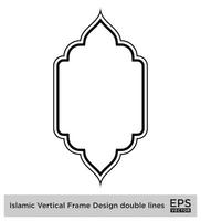 Islamic Vertical Frame Design double lines Black Stroke silhouettes Design pictogram symbol visual illustration vector