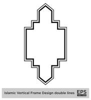 Islamic Vertical Frame Design double lines Black Stroke silhouettes Design pictogram symbol visual illustration vector