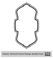 Islamic Vertical Frame Design double lines Black Stroke silhouettes Design pictogram symbol visual illustration vector