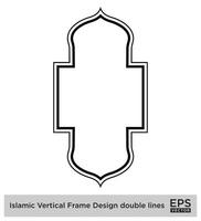 Islamic Vertical Frame Design double lines Black Stroke silhouettes Design pictogram symbol visual illustration vector