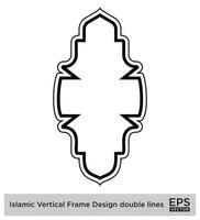 Islamic Vertical Frame Design double lines Black Stroke silhouettes Design pictogram symbol visual illustration vector