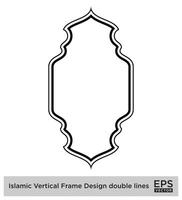 Islamic Vertical Frame Design double lines Black Stroke silhouettes Design pictogram symbol visual illustration vector