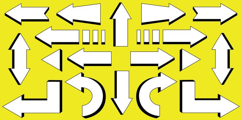 Vector set of various 3d arrow shapes for financial, investment, and marketing designs.